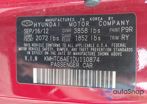 2013 Hyundai Veloster Turbo W/Black z USA, uszkodzony, nr VIN KMHTC6AE1DU110874